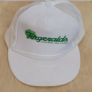 Vintage Trucker Hat Fitzgeralds Casino Las Vegas Reno White Snap Back Adjustable